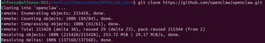 Cloning the OpenClaw repository