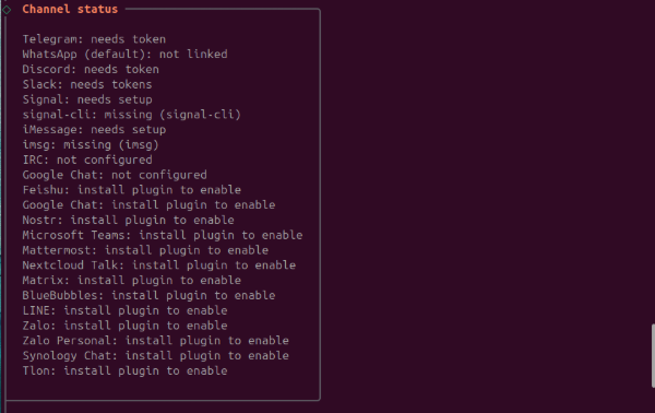 Channel status overview